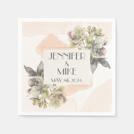 Schönes Aquarellbouquet mit Blume Serviette (Vorderseite)