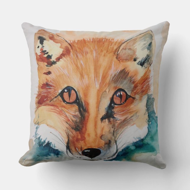 Schönes Aquarellfarben-Fox-Malerpinsel Kissen (Vorderseite)