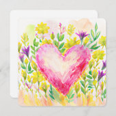 Schönes Aquarellherz und Blume (Vorne/Hinten)