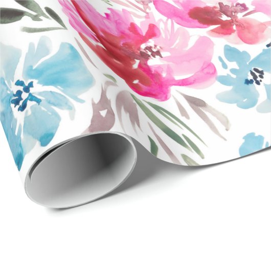 Schönes Aquarellmuster Blume Geschenkpapier (Rolleneckpunkt)