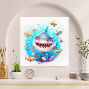Schönes Aquarellsmilch Baby Shark Untersee Leinwanddruck