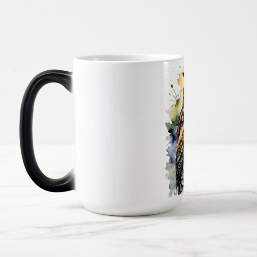 Schönes Aquarelluch auf einer Perlenschüssel Tasse (Links)