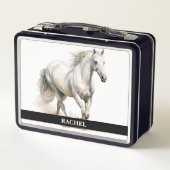 Schönes Arabisches Pferd Metall Brotdose (Rückseite)