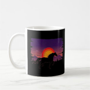 Schönes Arabisches Pferd Sonnenuntergang Silhouett Kaffeetasse