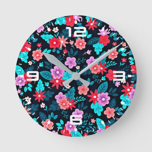 Schönes Arrangement Ditsy Floral Pattern-56576 Runde Wanduhr (Vorderseite)