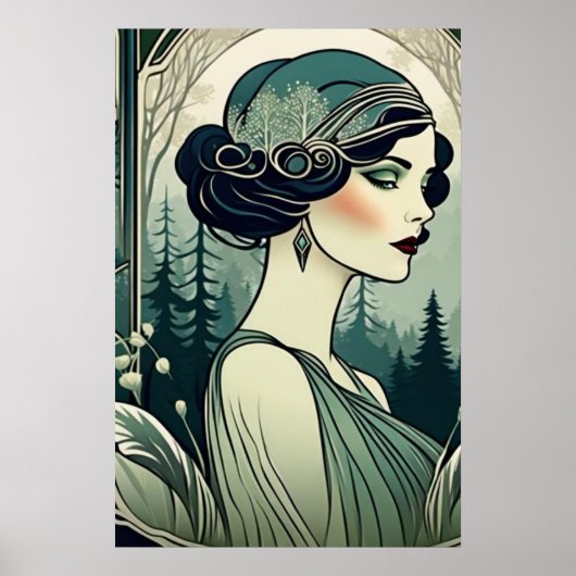 Schönes Art Deco Girl, Flapper, IT Girl Poster (Vorne)