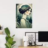 Schönes Art Deco Girl, Flapper, IT Girl Poster (Heimbüro)