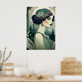 Schönes Art Deco Girl, Flapper, IT Girl Poster (Küche)