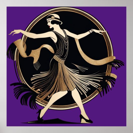 Schönes Art Deco Girl, Flapper tanzend, 1920er Poster (Vorne)