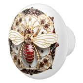 Schönes, Art Deco Gold Red Rubies White Enamel Keramikknauf (Rechts)