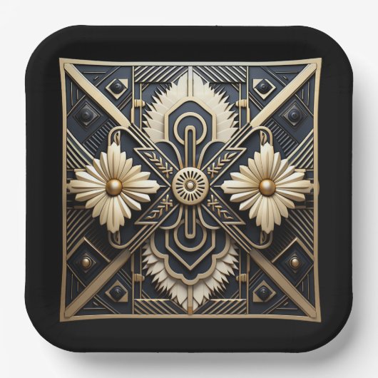 Schönes Art Deco Ivory Pappteller (Vorderseite)