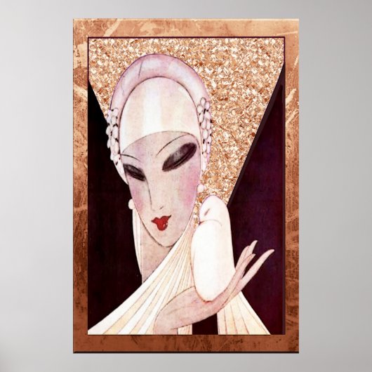 Schönes Art Deco Lady (mit Vogel) Poster (Vorne)