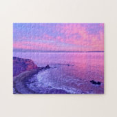 Schönes Atemberaubendes Lila Rosa Meer Sunset Foto Puzzle (Horizontal)