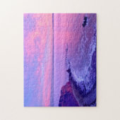 Schönes Atemberaubendes Lila Rosa Meer Sunset Foto Puzzle (Vertikal)