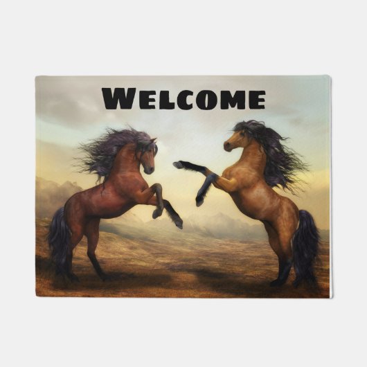 Schönes aufrichtenwildleder und Bucht-Pferde Fußmatte (Vorderseite)