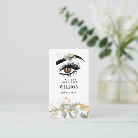 Schönes Auge mit Grün Wasserfarbene Blume Visitenkarte (Stehend Vorderseite)