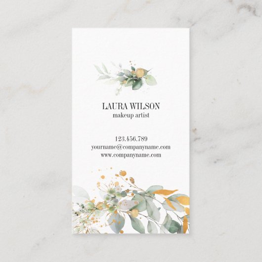 Schönes Auge mit Grün Wasserfarbene Blume Visitenkarte (Rückseite)