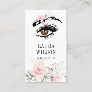 Schönes Auge mit rot-weißer Wasserfarbe Blume Visitenkarte