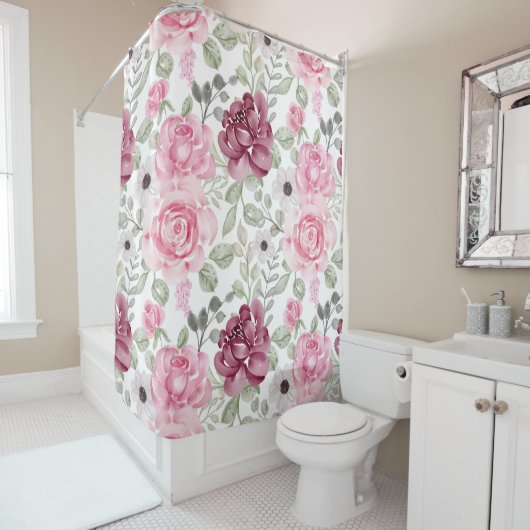 Schönes Aussehen mit blumengeschmückter Dekoration Duschvorhang (Beispiel)