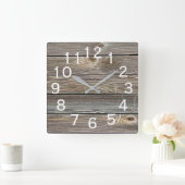 Schönes authentisches Rustikales Barholz Quadratische Wanduhr (Zuhause)