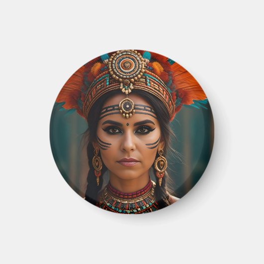 Schönes Aztekenportrait Magnet (Vorne)