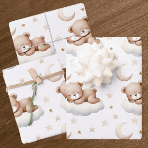 Schönes Baby-Bärenmuster Geschenkpapier Set