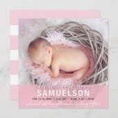 Schönes Baby Birth Ankündigung Pink FOTO (Vorne/Hinten)
