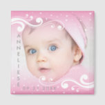 Schönes Baby Girl Foto mit Name und Datum Magnet<br><div class="desc">Schönes Baby Girl Foto mit Name und Datum. Fügen Sie Ihr Foto hinzu. ✔ Hinweis: Nicht alle Vorlagenbereiche müssen geändert werden. 📌 Wenn Sie weitere Anpassungen benötigen, klicken Sie bitte auf den Button "Weitere Anpassungen vornehmen" oder "Design anpassen oder bearbeiten" und verwenden Sie unser Designwerkzeug, um die Größe, den Rotation,...</div>