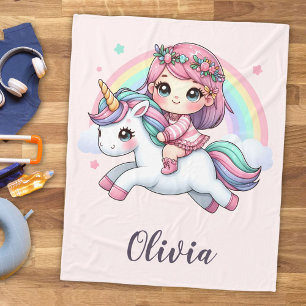 Schönes Baby Girl on Unicorn Fleecedecke