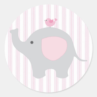 Schönes Baby Girl Pink Elephant Runder Aufkleber
