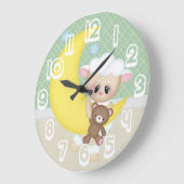 Schönes Baby-Lamm Große Wanduhr (Winkel)