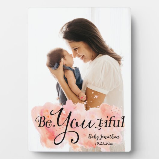 Schönes Baby Name & DOB Fotoplatte (Vorderseite)