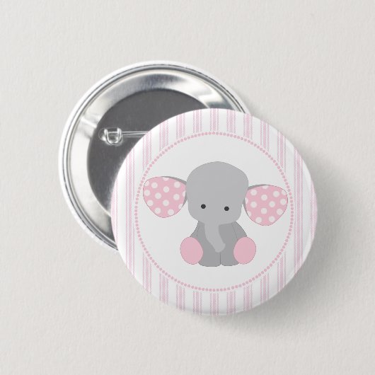 Schönes Baby-rosa Elefant Button (Vorne & Hinten)