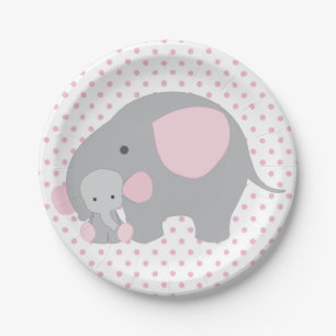 Schönes Baby-rosa Elefant Pappteller