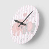 Schönes Baby-rosa Elefant Runde Wanduhr (Winkel)