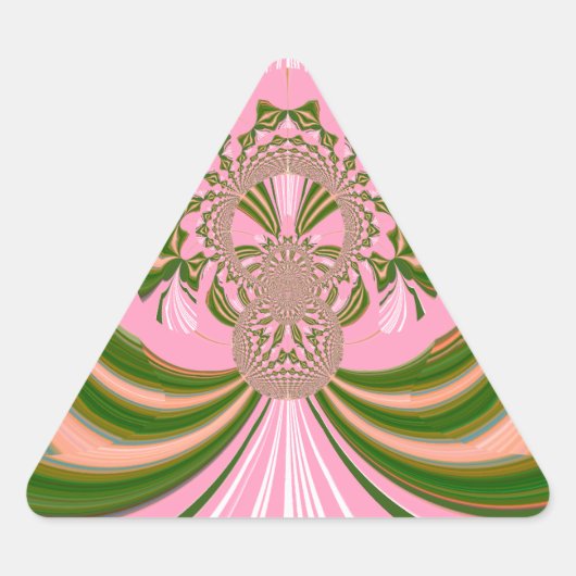 Schönes Baby rosa grün und weiß Kaleidoskop Dreieckiger Aufkleber (Vorderseite)