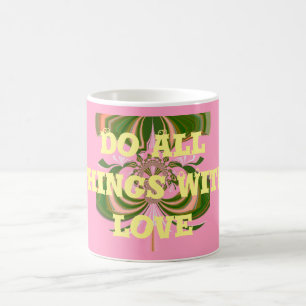 Schönes Baby rosa grün und weiß Kaleidoskop Kaffeetasse
