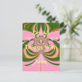 Schönes Baby rosa grün und weiß Kaleidoskop Postkarte (Stehend Vorderseite)