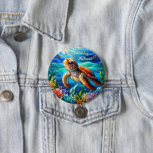Schönes Baby Sea Turtle Swimming Button (Beispiel)