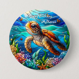 Schönes Baby Sea Turtle Swimming Button