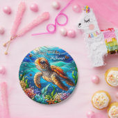 Schönes Baby Sea Turtle Swimming Pappteller (Party)