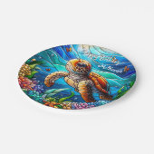 Schönes Baby Sea Turtle Swimming Pappteller (Schrägansicht)