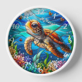 Schönes Baby Sea Turtle Swimming Uhr (Vorderseite)