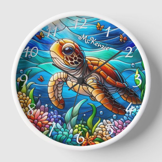 Schönes Baby Sea Turtle Swimming Uhr (Vorderseite)