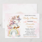 Schönes Baby Unicorn und Rainbow Baby Dusche Einladung (Vorne/Hinten)