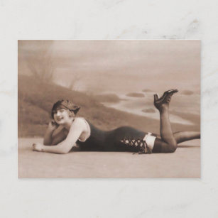 Schönes Bad !! Niedliches Flapper-Mädchen der 1920 Postkarte