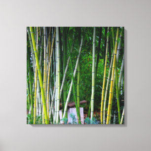 Schönes Bambuswaldungsgrüngelb und -GRAU Leinwanddruck
