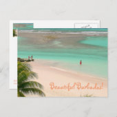 SCHÖNES BARBADOS"/GUTER STRAND & AQUA WASSER POSTKARTE (Vorne/Hinten)
