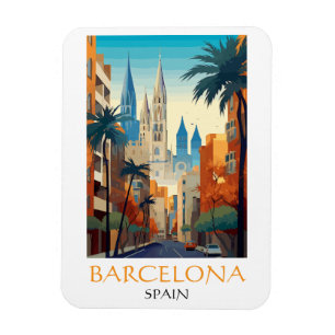 Schönes Barcelona Spanien Retro Vintage Reise Magnet