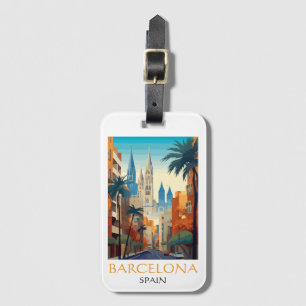 Schönes Barcelona Spanien Retro Vintage Reiseziel Gepäckanhänger